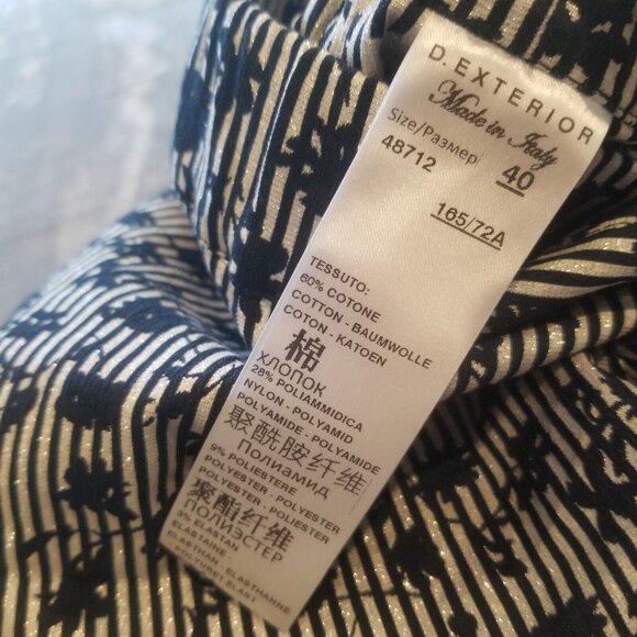 D. Exterior Women's Ankle Pants Mid-Rise Striped Floral Print Size 40 Straight - Picture 3 of 7